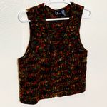 Liz Claiborne Vintage  Bohemian Knit Dark Rainbow Sweater Yarn Soft Retro Vest M Photo 0