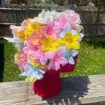 Vintage Floral Netted Wig Hat Multicolor Pink Photo 1