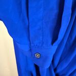 Vince Camuto  3X Royal Blue Draped Front Long Sleeve Blouse Top Plus Size 3X Photo 4