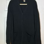 Henri Bendel  Black Extra Fine Merino Wool V Neck Cardigan Sweater Large Italy Photo 2