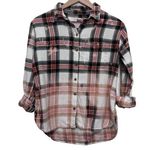 Women’s Hand bleached plaid farmhouse festival fall flannel shirt White Photo 0