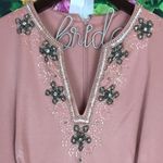 VINTAGE Pink Rhinestone Beaded Maxi Dress Size 14 Photo 3