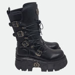 Women's Punk Gothic Goth Chunky Platform Black Combat Moto Boots Size 41 Photo 1