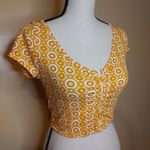 Jolie And Joy NWT Size Medium M Floral Crop Top Vibrant Bright Orange Red White Photo 4