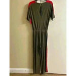 SHOSHO WOMEN'S Olive Green Shirt Sleeve Elastic Waist Jumpsuit, NWT, Medium. Photo 2