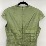 Adrianna Papell  Sheer Tiered Sheath Dress Light Green Short Cap Sleeve Womens 6 Photo 4