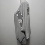 Daytrip  Gray Floral 3/4 Sleeve Off Shoulder Dolman Sweatshirt Top Women L Photo 3