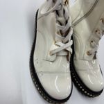 Schutz Boots Womens Size 8B White Andorra Patent Leather Studded Combat Photo 2