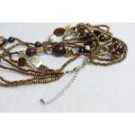 Source Unknown Golden Nugget 4 Strand Gold/Silver/Brown Tone Beaded Statement Chic Necklace Photo 2