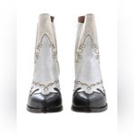 Buttero Women’s 9.5 Texan Ankle Boots Western Panels Distressed Black White Photo 2