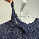 SKIF Handknit collar Sweater Open Knit Bell Sleeves Lagenlook Pullover One Size Blue Size undefined Photo 7