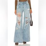 NWT SER.O.YA Fiona Low Rise Wide Leg in Tidal Size 29 Destroyed Distressed Blue Photo 1