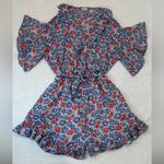 Pepe Jeans  Summer Blue and Red Floral Romper with Ruffled Hem Photo 1
