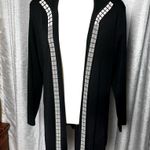 Misook  Womens Size Medium Black Tan Open Cardigan Long Sleeve Blazer Knit Jacket Photo 1