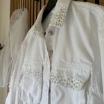 ZARA Customized White Bedazzled Fringe Denim Jacket size S Photo 10
