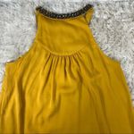 BCBGMAXAZRIA Gold Silky Rhinestone Embellished Neck Blouse XXS Photo 8