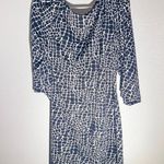 Black & White Geo Print Scoop‑Neck A‑Line Dress, 3/4 Sleeves, Size M/L Photo 5