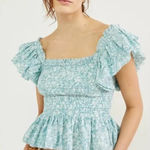 Anthropologie  Love the Label smocked ruffle square‎ neck top size small Photo 0