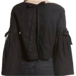 Free People  Black So Obviously Yours Classic Poplin Cotton Bell Sleeve Blouse Photo 1
