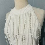 ZARA Bloggers Fav Cream Pearl Chenille Sleeveless Cropped Round Neck Top Sz L Photo 6