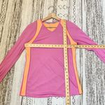 Nike DRI-FIT Pink Orange V-neck Long Sleeves Athletic Top Medium Photo 5