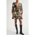 Farm Rio  Black Surreal Flowers Long Sleeve Mini Dress S Photo 1