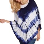 Soft Surroundings Trina Tie Dye Poncho Blue White LXL Handkerchief Lightweight Photo 0
