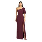 Sachin + Babi NWT Size 14 Nadia One Shoulder Deep Wine Stretch Crepe Gown Photo 2