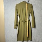 JustFab Dress Womens S Green Collared Long Sleeve Belted Dress Career NEW Photo 9