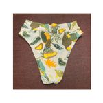 Aerie  High Cut Cheeky‎ Blue Green Leaf Bird Bikini Bottom Large Beach Resort Photo 1