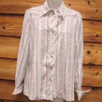 Vintage 70s Blue Pink Bow Top Blue Size L Photo 2