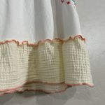 POL  Embroidered Boho Peplum Tank Top Large White Multicolor Stitch Detail Photo 1