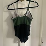 Kona Sol  Color Block One Piece Bathing Swim Suit Sz S Olive Green Black White Photo 3