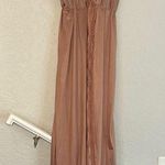 Vintage Avon Slip Dress Maxi Nightie Mauve Lace Sexy Coquette Nylon Open Slit Pink Size L Photo 0