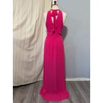 Halston Heritage $395 HALSTON Asymmetric Draped Gown Azalea Pink Halter Neck Tie Back Size 8 Prom Photo 8