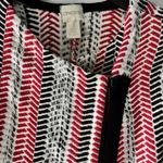 Chico's 3 XL Red Black White Herringbone Asymmetrical Zip Jacket Contemporary Art Photo 2