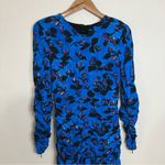 ZARA blue floral ruched long sleeve mini dress NEW XS Photo 2