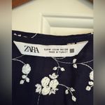 ZARA Flower Navy Blue Embroidered Midi Dress Size Medium Photo 3
