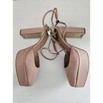 ZARA  Strappy Satin Chunky Platform Heels NEW Beige US Size 8 EU Size 39 Photo 7