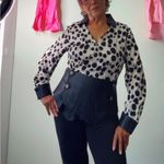 Gracia Black and White Animal Print Wrap Faux Leather Womans Top Size Large Photo 7