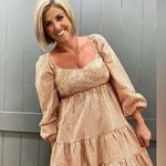 Pink Lilly Gingham Puff Sleeve Dress Red Size M Photo 0