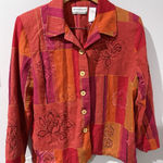 Alfred Dunner  Orange Red Beaded Padded Long Sleeve Geometric Jacket Blazer  16 P Photo 0