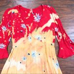 Free People • Time On My Side dress mini floral wrap red yellow crepe tie dye Photo 4