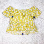 ZARA  Yellow Polka Dot Off Shoulder Flounce Crop Top Size Medium Photo 1