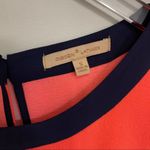 Gibson Latimer Stripe Dress Neutral & Neon & Navy Short Sleeve Mini Size Small Photo 10