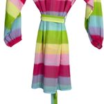 Colorful Rainbow Stripe Tunic Surf Resort Beach Sheer CoverUp M Pastel Colorful Pink Size M Photo 6