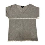 AMICI Pure Gray Grey V Neck 100% Cashmere Fringe 3/4 Dolman Sleeve Sweater SMALL Photo 8