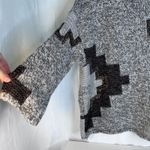 J Jill Chunky Knit Boxy Sweater Geometric Pattern Oversized Size Medium Artsy Gray Photo 3