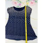 Bleu Navy Blue and White Dot Print Tunic Top Stylish Casual Short Sleeve L Size L Photo 3