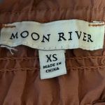 Moon River Brown Silk Satin Short Puff Sleeve Smocked Midi A-Line Dress Size XS Photo 3